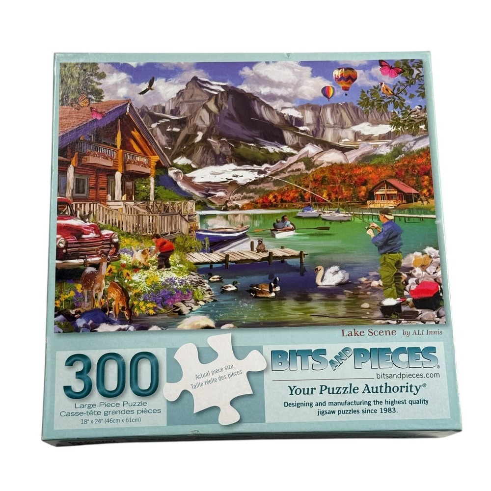 Bits And Pieces Lake Scene Ali Innis Large Format 300 Pcs Puzzle Complete